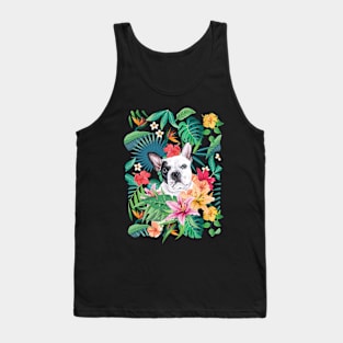 Tropical Black White Frenchie French Bulldog Tank Top